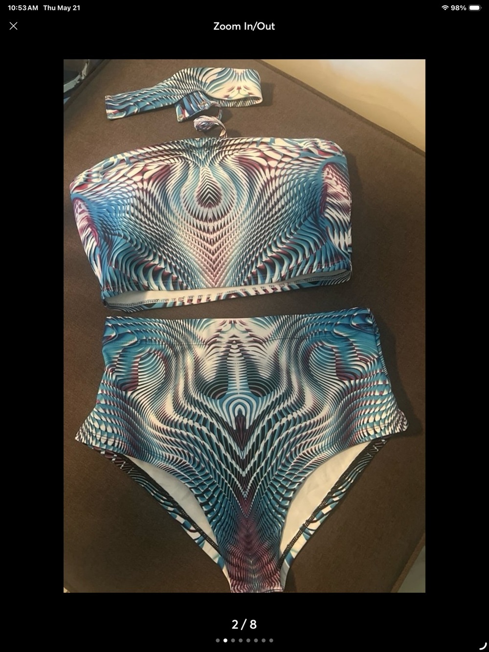 Badinka Rave Set - Blue Teal Purple High-Waist Swirl Shorts & Strapless Top